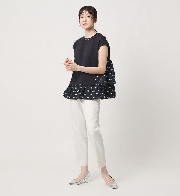 UNITED ARROWS「シャイニー スリム パンツ OFF WHITE ‐ストレッチ ウォッシャブル‐」|スラックス|