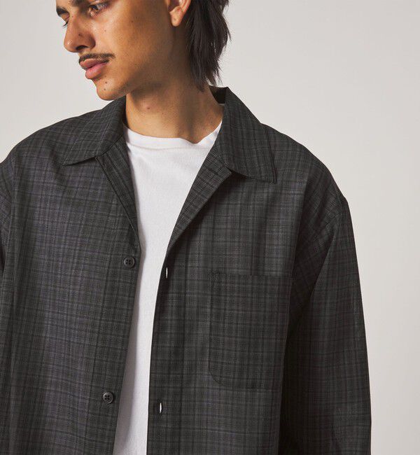 STEVEN ALAN「＜Steven Alan＞ ウール チェック オープンカラー オーバー シャツ」|シャツ・ブラウス|