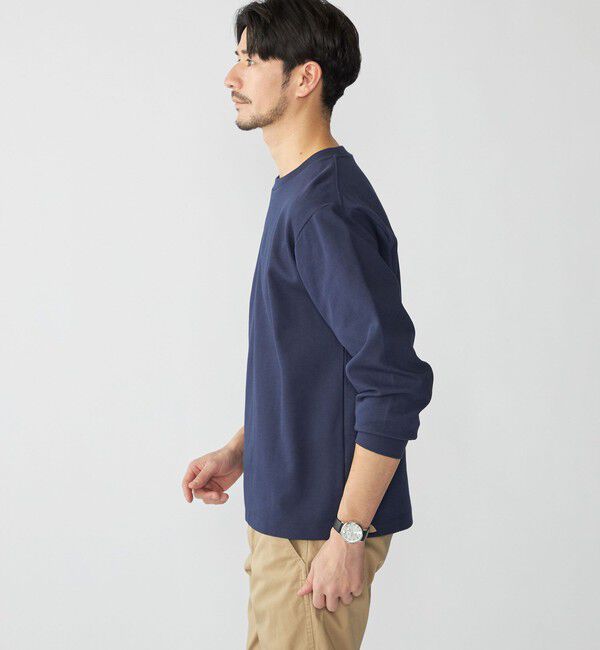 SHIPS「【WEB限定】SHIPS:〈抗菌防臭〉ワンポイントロゴ ハイゲージバーズアイ ダブルフェイス 長袖Tシャツ」|Tシャツ・カットソー|