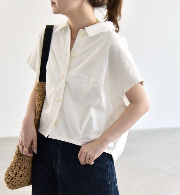 quaranciel「quaranciel:〈接触冷感/洗濯機可能〉天竺 フレンチスリーブ シャツ カットソー」|Tシャツ・カットソー|