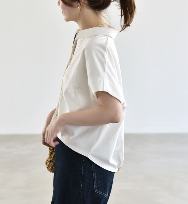 quaranciel「quaranciel:〈接触冷感/洗濯機可能〉天竺 フレンチスリーブ シャツ カットソー」|Tシャツ・カットソー|