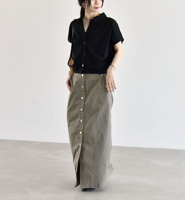 quaranciel「quaranciel:〈接触冷感/洗濯機可能〉天竺 フレンチスリーブ シャツ カットソー」|Tシャツ・カットソー|
