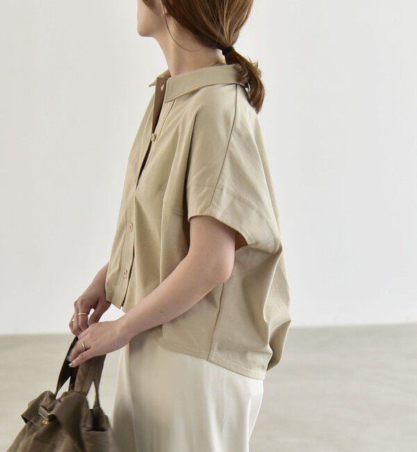 quaranciel「quaranciel:〈接触冷感/洗濯機可能〉天竺 フレンチスリーブ シャツ カットソー」|Tシャツ・カットソー|