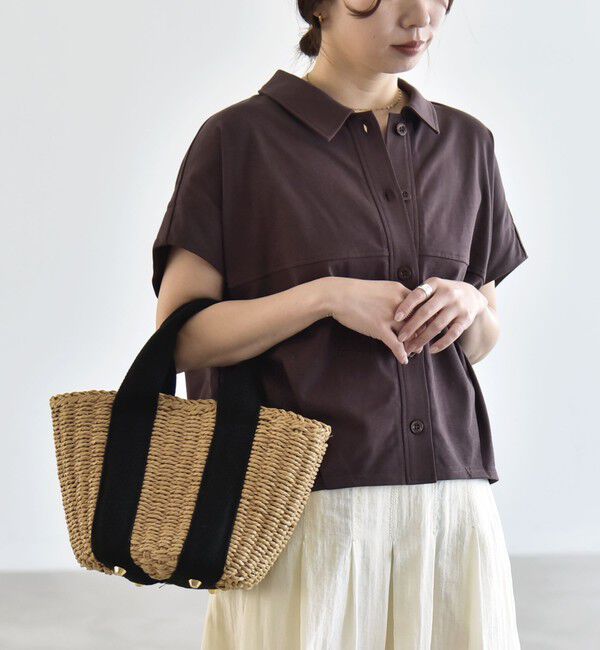 quaranciel「quaranciel:〈接触冷感/洗濯機可能〉天竺 フレンチスリーブ シャツ カットソー」|Tシャツ・カットソー|ブラウン