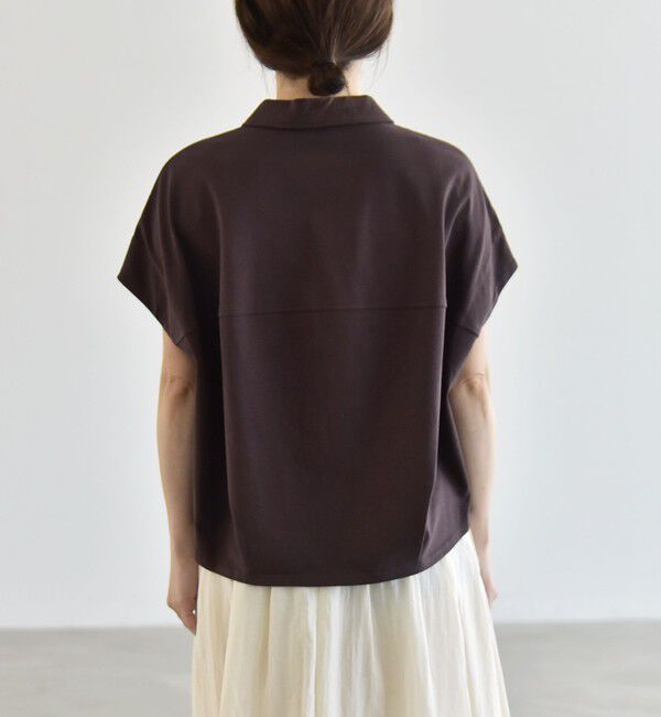 quaranciel「quaranciel:〈接触冷感/洗濯機可能〉天竺 フレンチスリーブ シャツ カットソー」|Tシャツ・カットソー|
