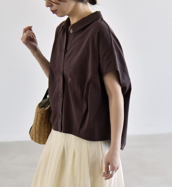 quaranciel「quaranciel:〈接触冷感/洗濯機可能〉天竺 フレンチスリーブ シャツ カットソー」|Tシャツ・カットソー|