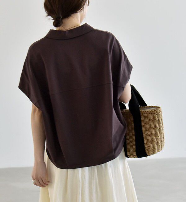 quaranciel「quaranciel:〈接触冷感/洗濯機可能〉天竺 フレンチスリーブ シャツ カットソー」|Tシャツ・カットソー|