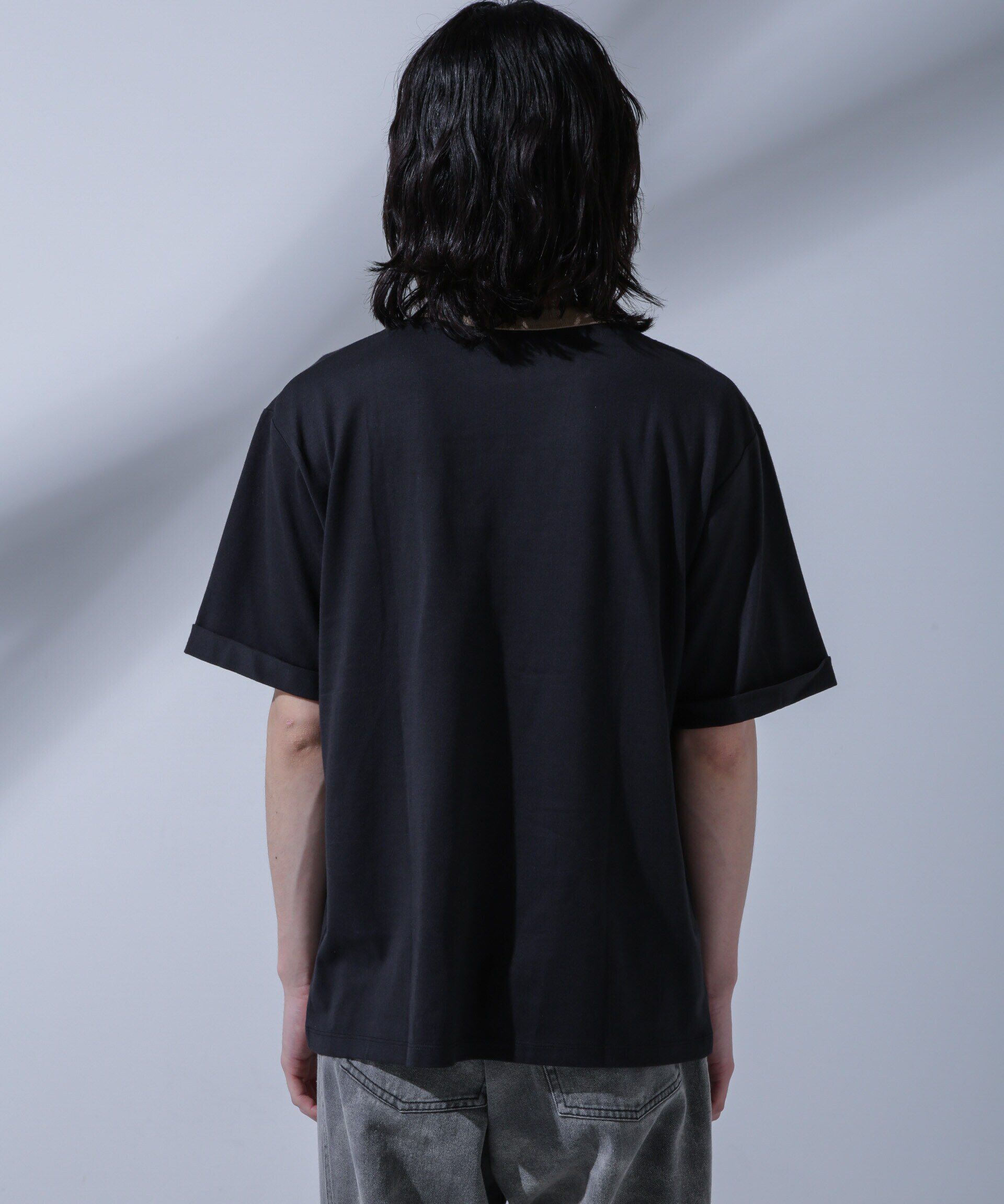 NANO universe「Anti Soaked 汗染み防止 リンガーネックTシャツ」|Tシャツ・カットソー|