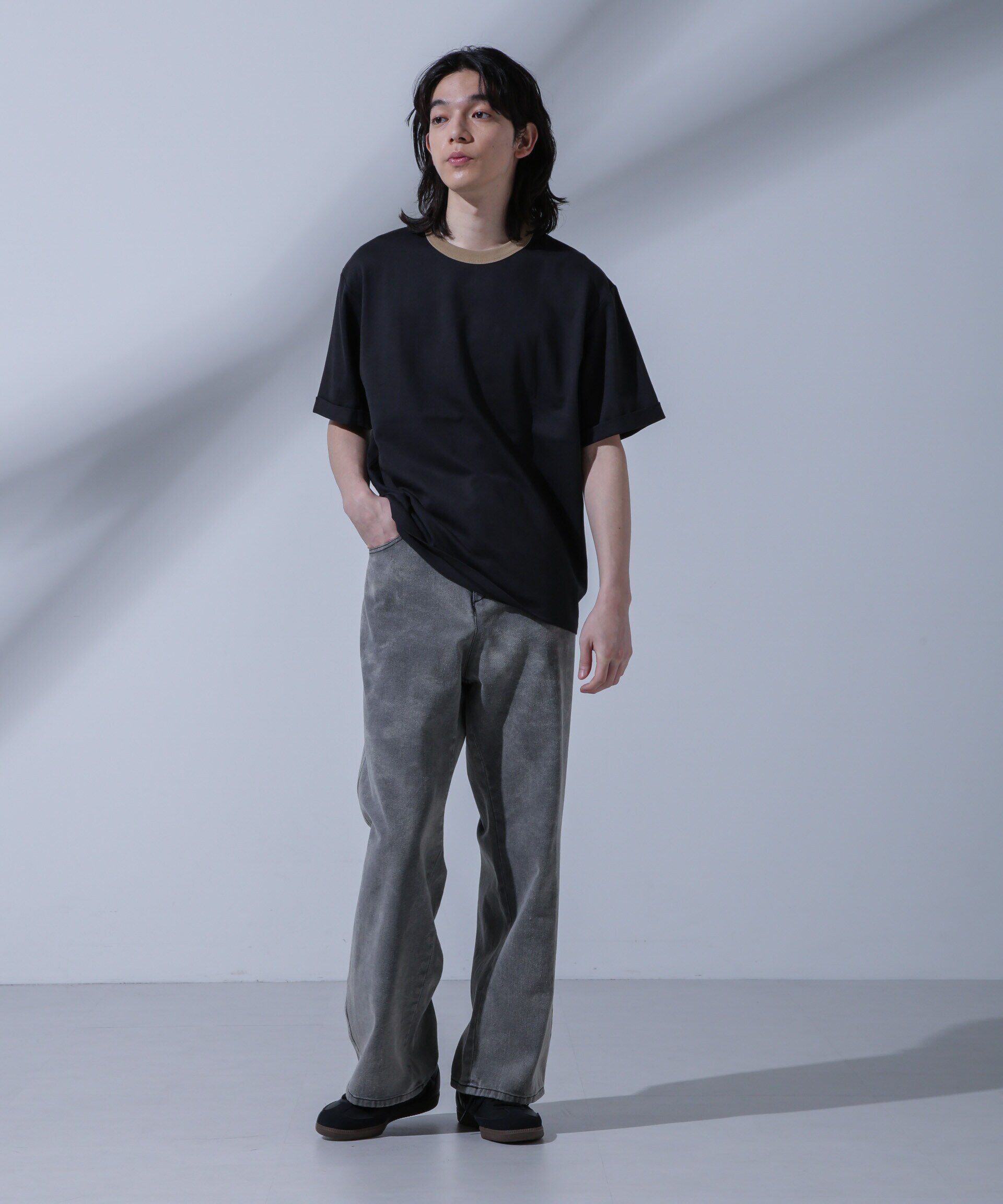 NANO universe「Anti Soaked 汗染み防止 リンガーネックTシャツ」|Tシャツ・カットソー|