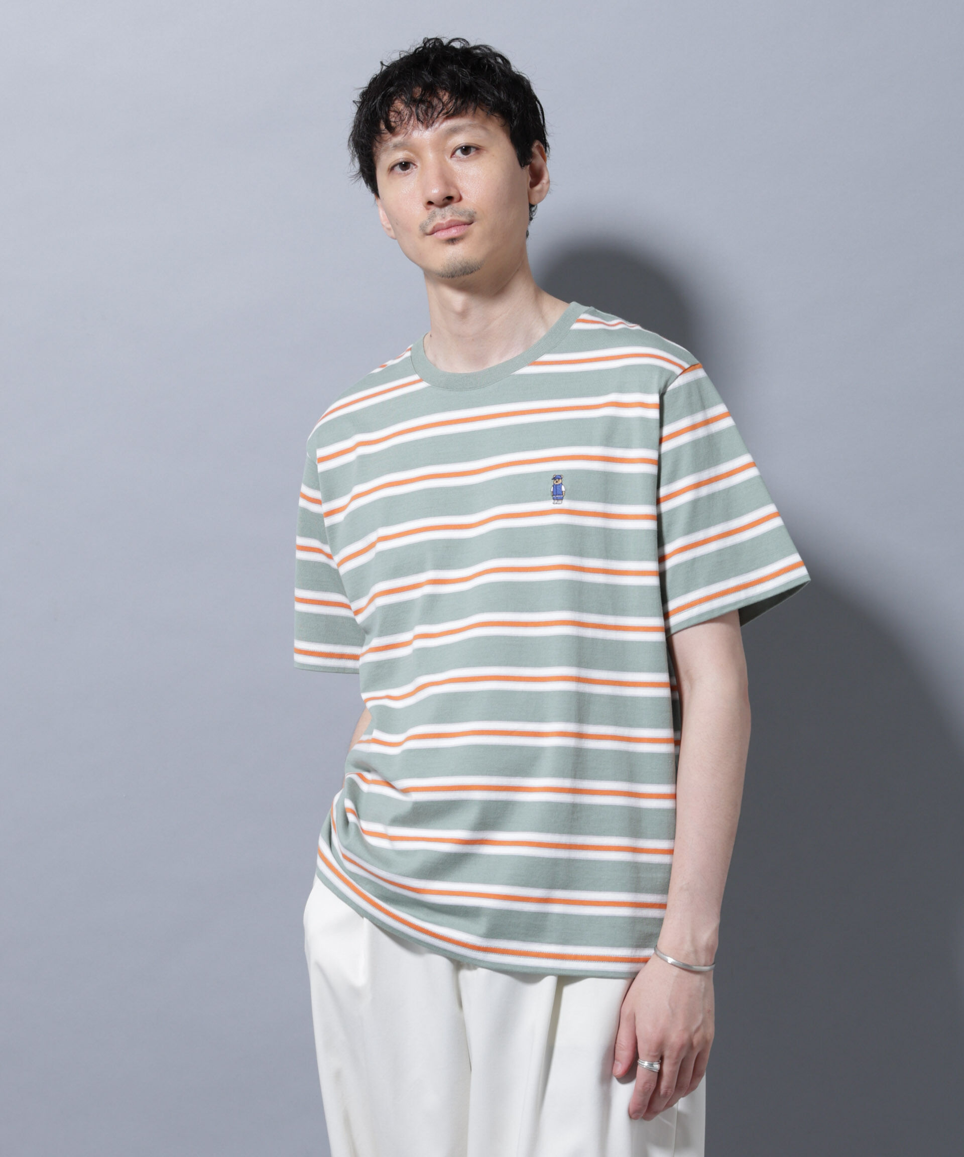 NANO universe「ナノベアボーダーTシャツ 半袖」|Tシャツ・カットソー|グリーン