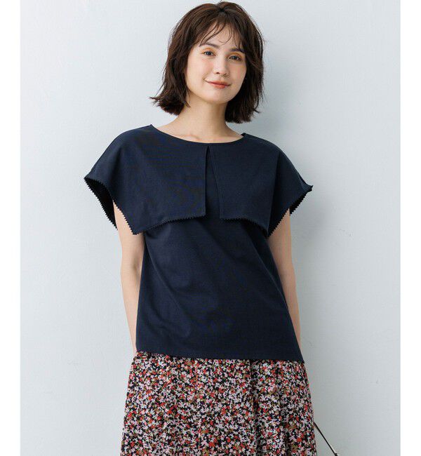 組曲「ブラウスライク ケープデザインカットソー」|Tシャツ・カットソー|ネイビー系