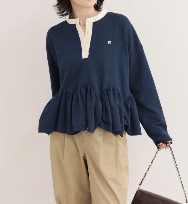 fredy emue「フリルヘムラガープルオーバー」|Tシャツ・カットソー|ネイビー