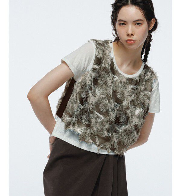 ADAM ET ROPE'「クラッシュベロアTシャツ」|Tシャツ・カットソー|