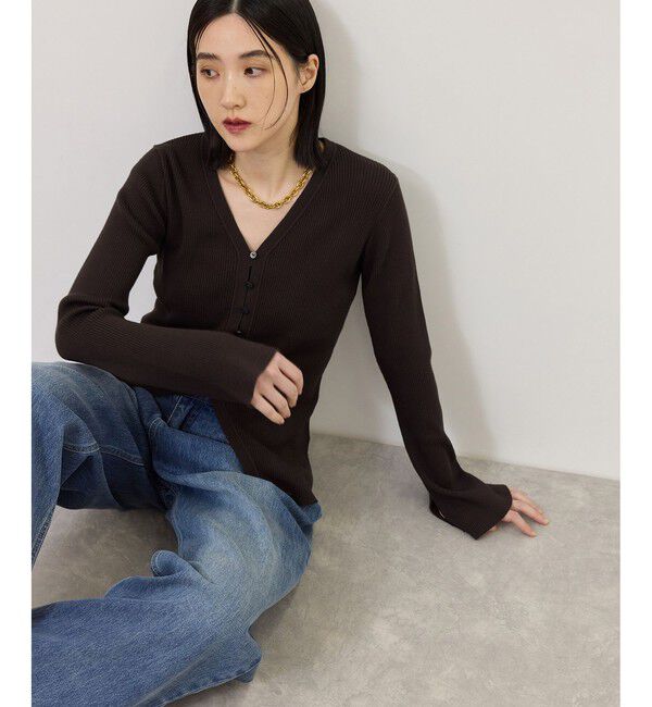ADAM ET ROPE'「【WEB限定】・【定番】エコベロVネックカーディガン」|カーディガン|