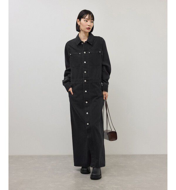 ADAM ET ROPE'「【WEB限定】デニムシャツロングワンピース」|ワンピース|