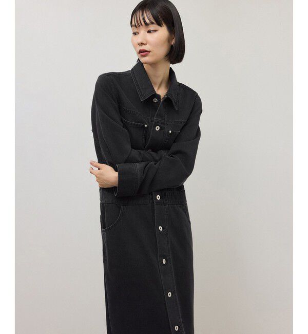 ADAM ET ROPE'「【WEB限定】デニムシャツロングワンピース」|ワンピース|