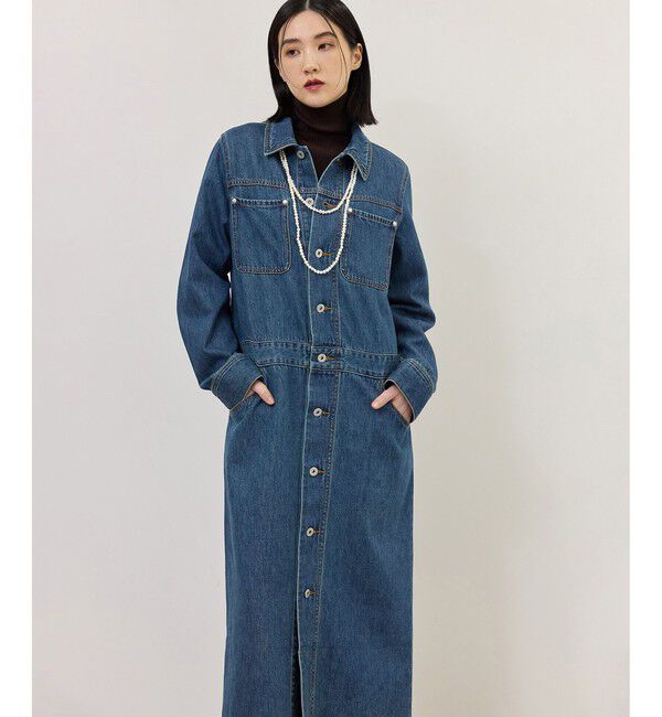 ADAM ET ROPE'「【WEB限定】デニムシャツロングワンピース」|ワンピース|
