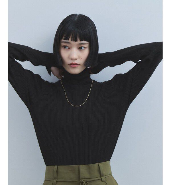 ADAM ET ROPE'「【WEB限定】・【定番】エコベロRIBタートル」|ニット・セーター|ブラック(01)