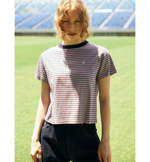 GYMPHLEX「Gymphlex | マルチボーダー クルーネック半袖Tシャツ WOMEN」|Tシャツ・カットソー|
