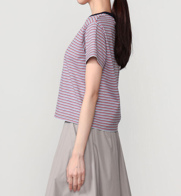 GYMPHLEX「Gymphlex | マルチボーダー クルーネック半袖Tシャツ WOMEN」|Tシャツ・カットソー|