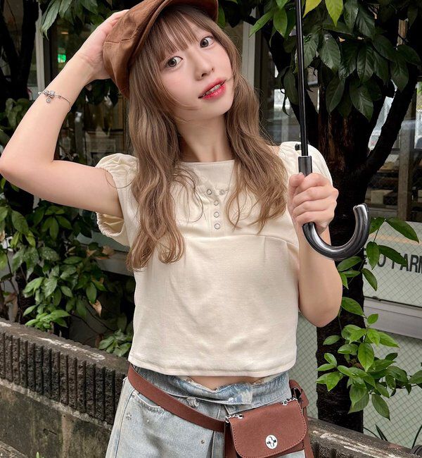  「【2WAY/二の腕カバー】ホルターコンパクトtee」|Tシャツ・カットソー|アイボリー