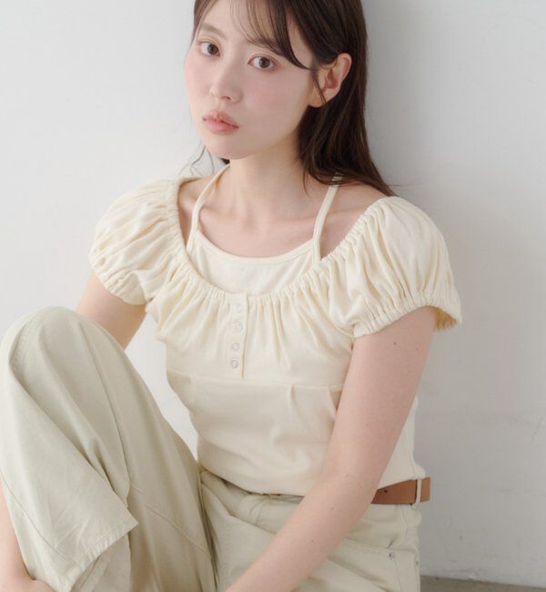  「【2WAY/二の腕カバー】ホルターコンパクトtee」|Tシャツ・カットソー|