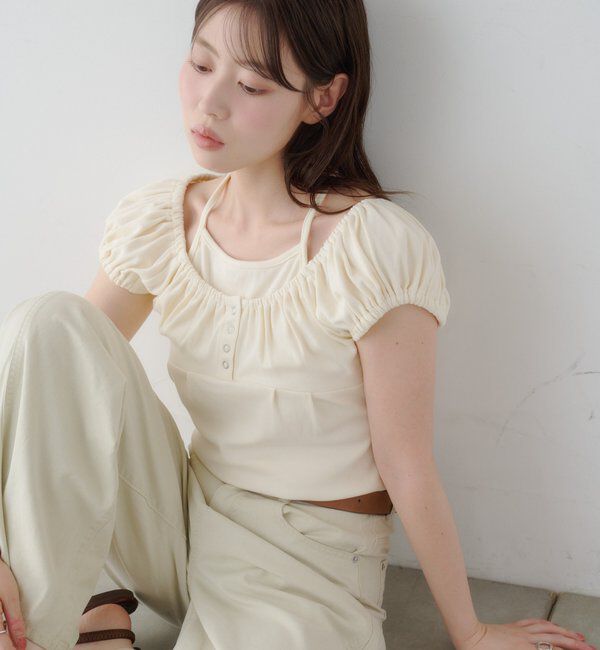  「【2WAY/二の腕カバー】ホルターコンパクトtee」|Tシャツ・カットソー|