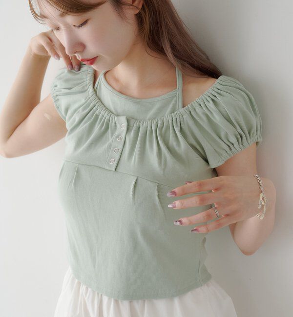  「【2WAY/二の腕カバー】ホルターコンパクトtee」|Tシャツ・カットソー|