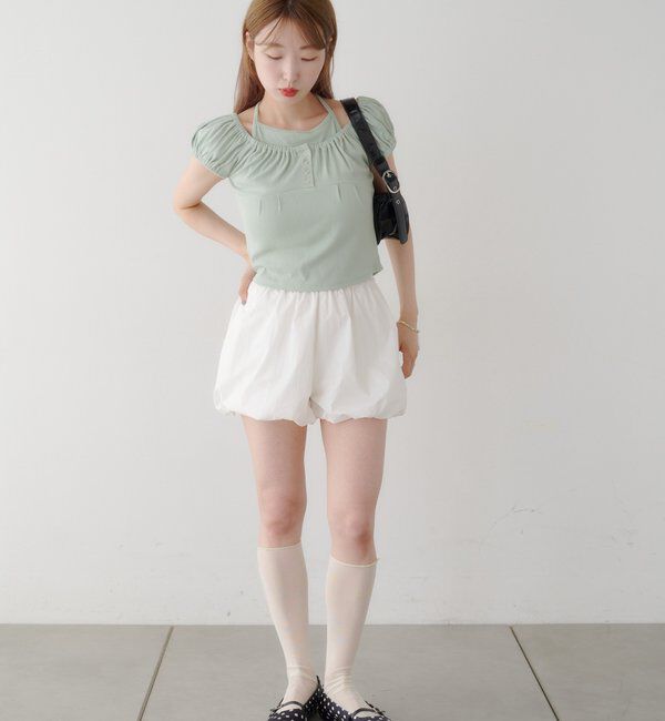  「【2WAY/二の腕カバー】ホルターコンパクトtee」|Tシャツ・カットソー|