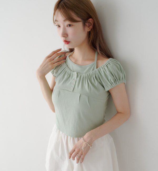  「【2WAY/二の腕カバー】ホルターコンパクトtee」|Tシャツ・カットソー|