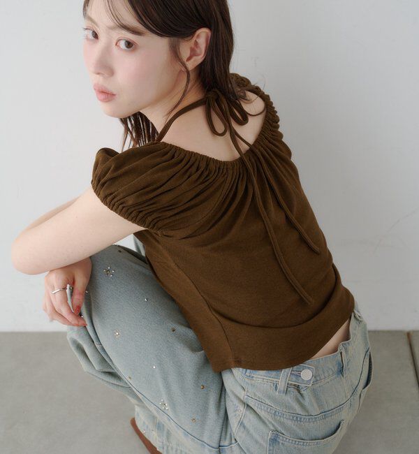  「【2WAY/二の腕カバー】ホルターコンパクトtee」|Tシャツ・カットソー|