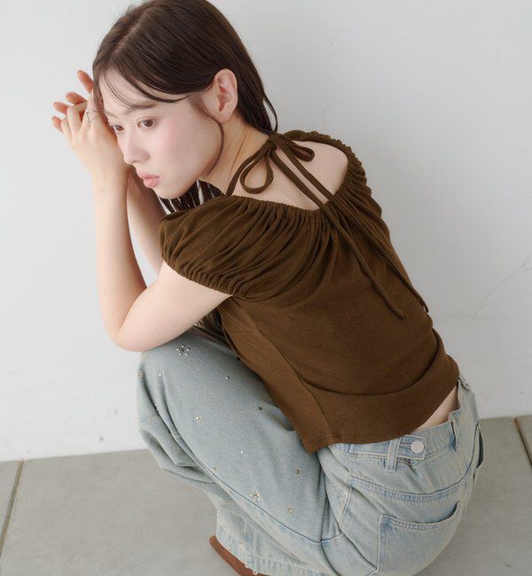  「【2WAY/二の腕カバー】ホルターコンパクトtee」|Tシャツ・カットソー|