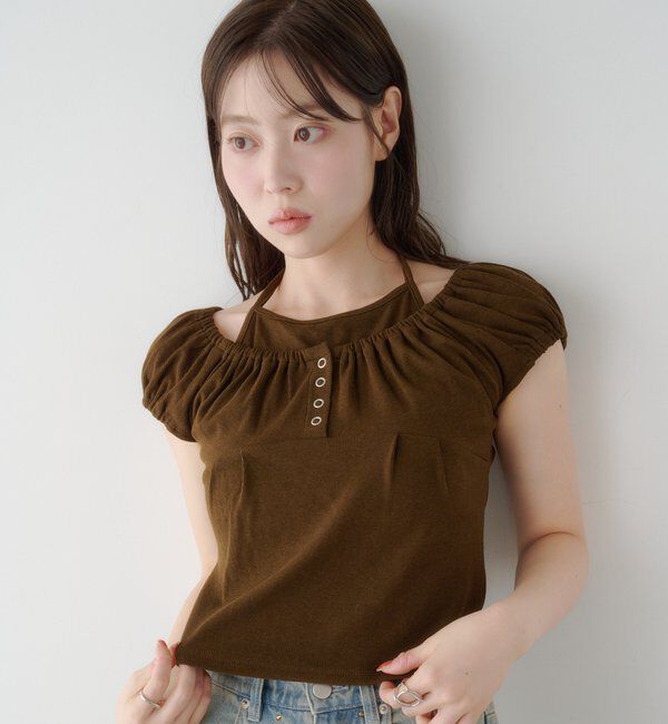  「【2WAY/二の腕カバー】ホルターコンパクトtee」|Tシャツ・カットソー|