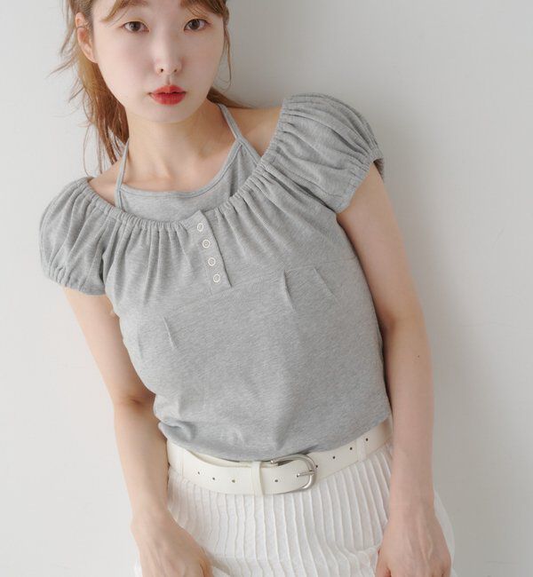  「【2WAY/二の腕カバー】ホルターコンパクトtee」|Tシャツ・カットソー|