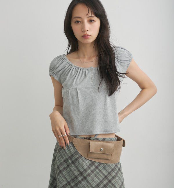  「【2WAY/二の腕カバー】ホルターコンパクトtee」|Tシャツ・カットソー|
