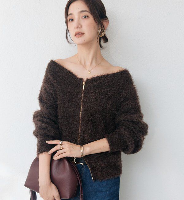  「ペーパーフェザーZIPニット」|カーディガン|