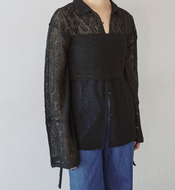  「【再入荷】絡みレースシャツ&times;ビスチェSET」|Tシャツ・カットソー|