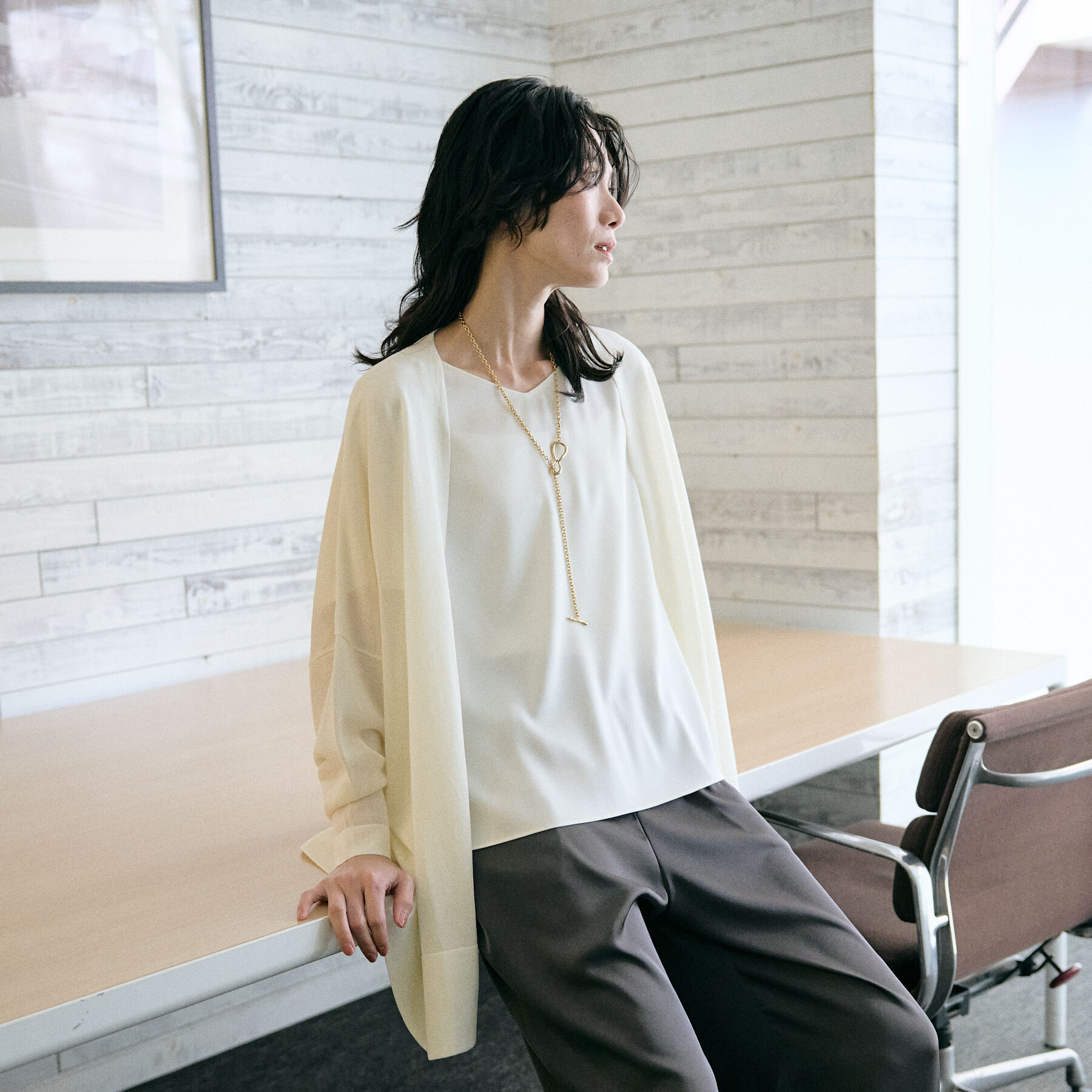 qualite「【接触冷感】シアーオーバーカーディガン」|カーディガン|
