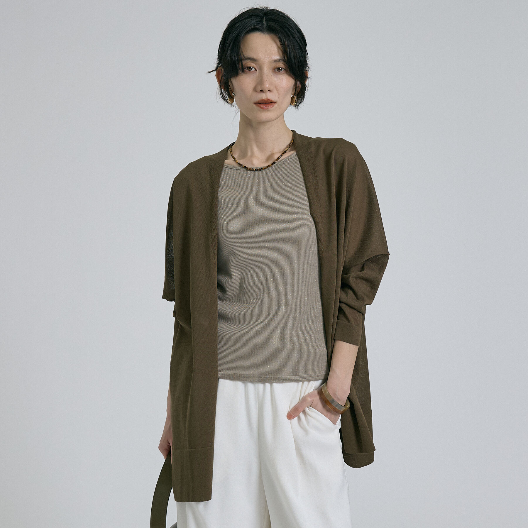 qualite「【接触冷感】シアーオーバーカーディガン」|カーディガン|