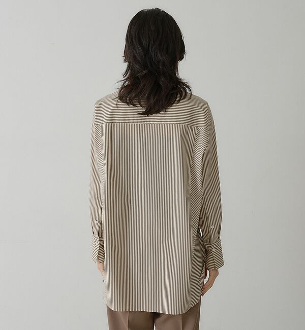 qualite「ストライプスタンドカラーシャツ」|シャツ・ブラウス|