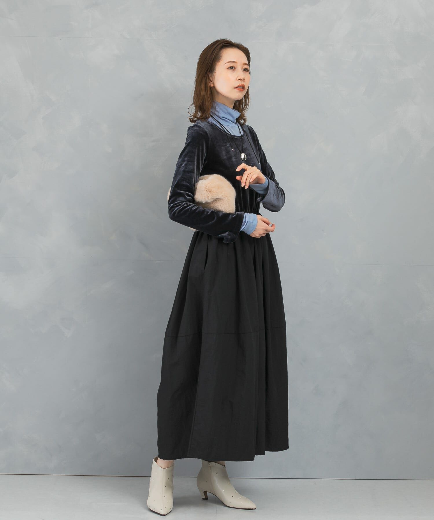 URBAN RESEARCH ROSSO「『WEB限定』ベロアドッキングワンピース」|ワンピース|