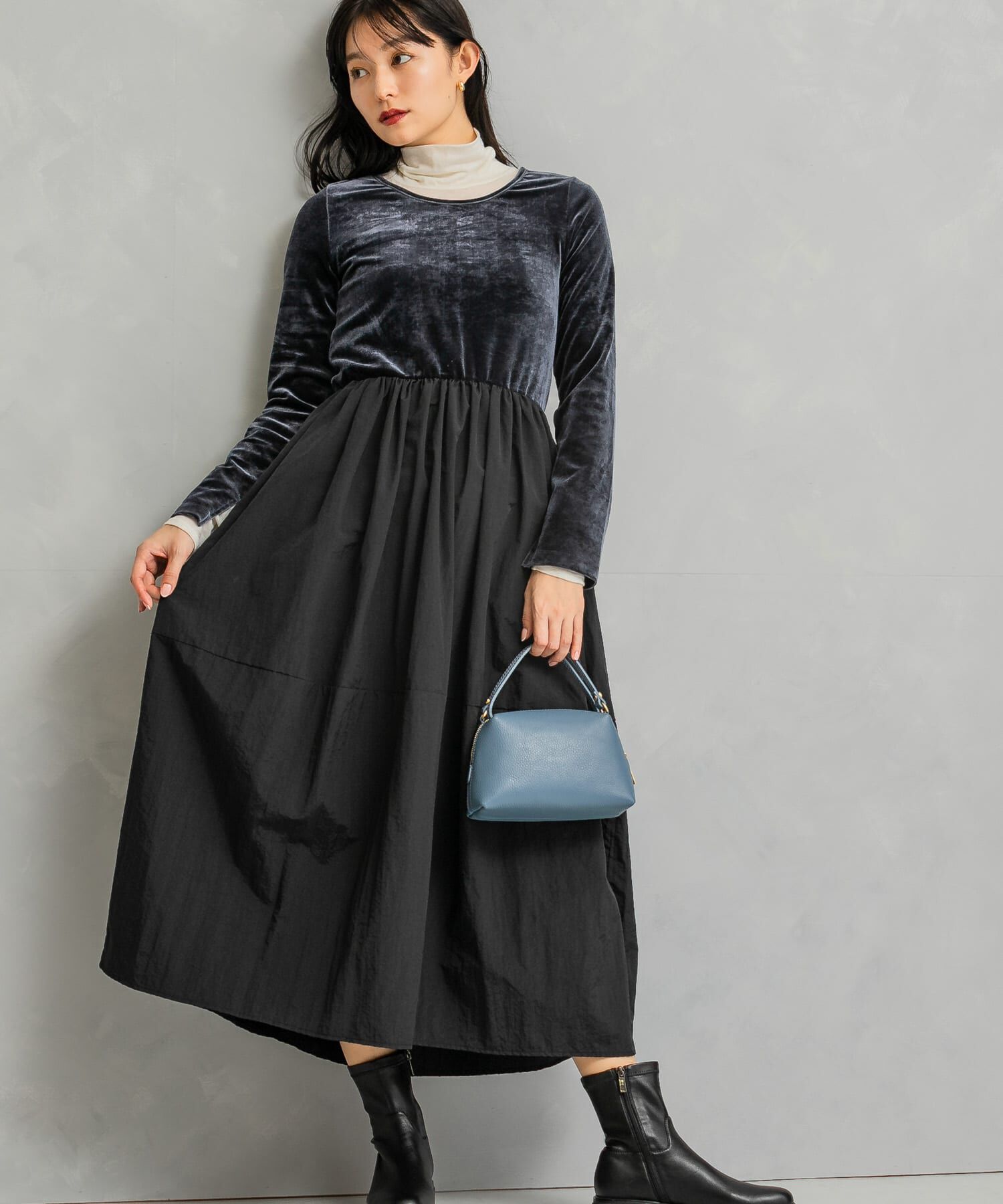 URBAN RESEARCH ROSSO「『WEB限定』ベロアドッキングワンピース」|ワンピース|
