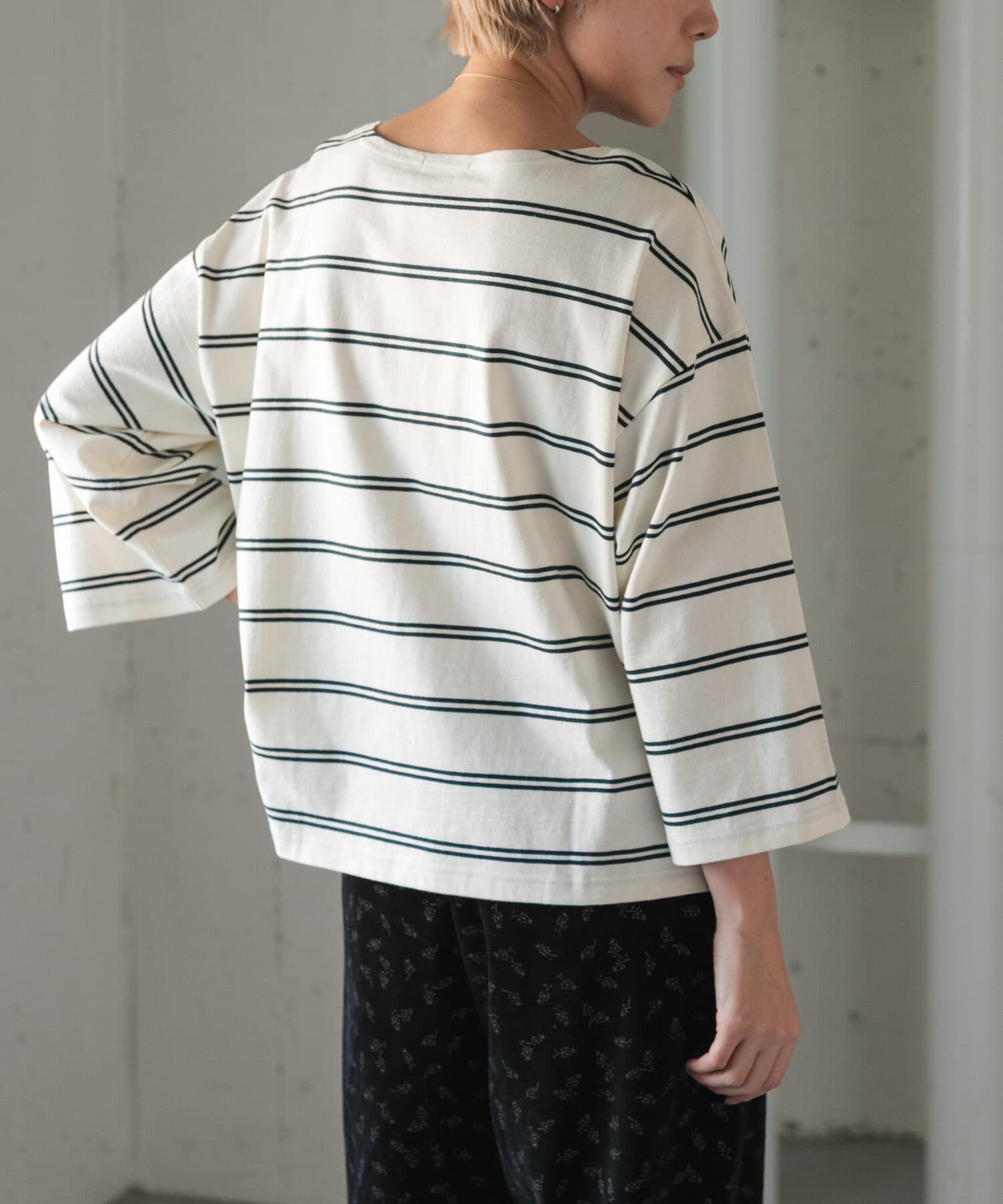 URBAN RESEARCH DOORS「FORK&SPOON　ワイド8分袖ボーダープルオーバー」|Tシャツ・カットソー|