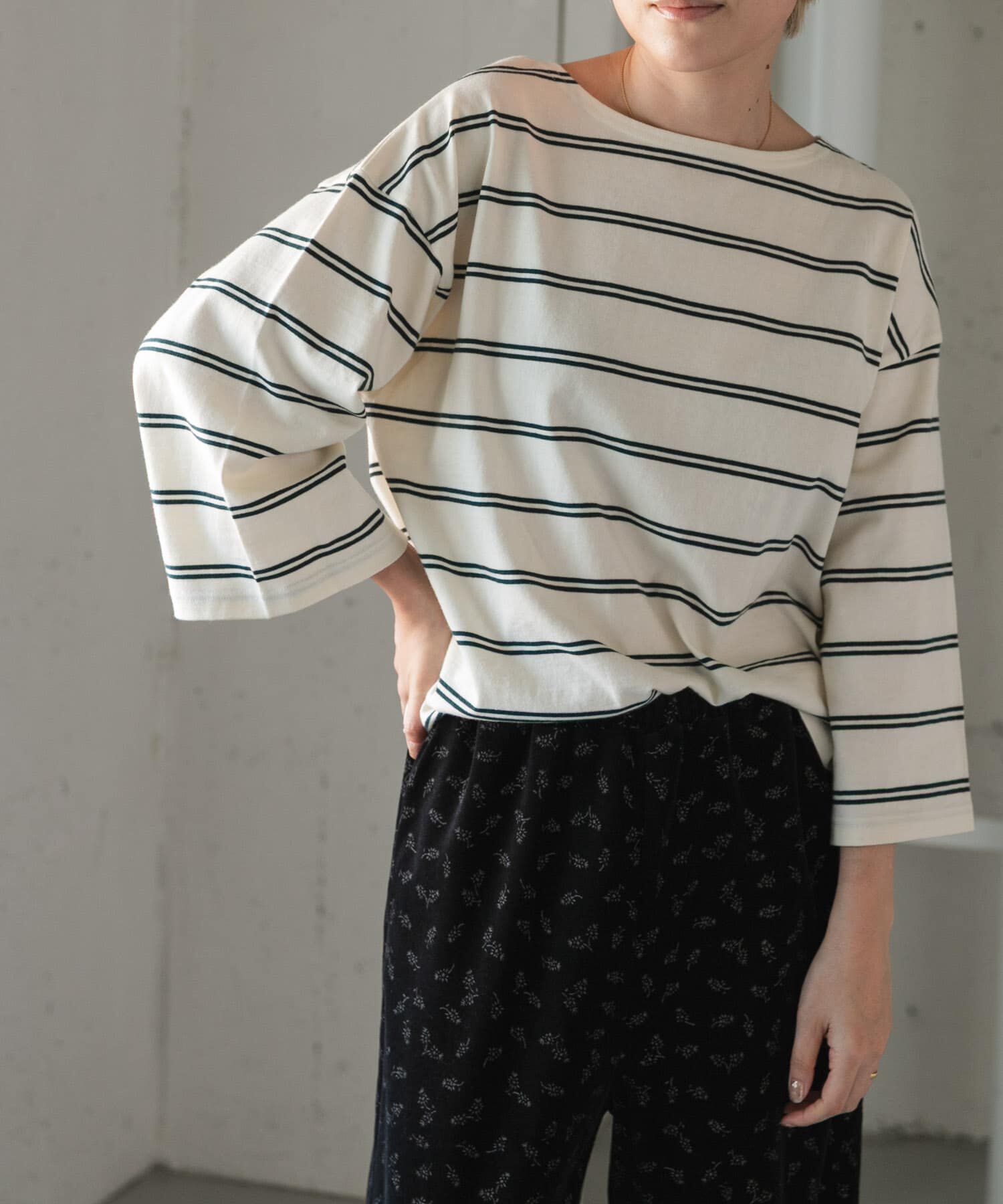 URBAN RESEARCH DOORS「FORK&SPOON　ワイド8分袖ボーダープルオーバー」|Tシャツ・カットソー|