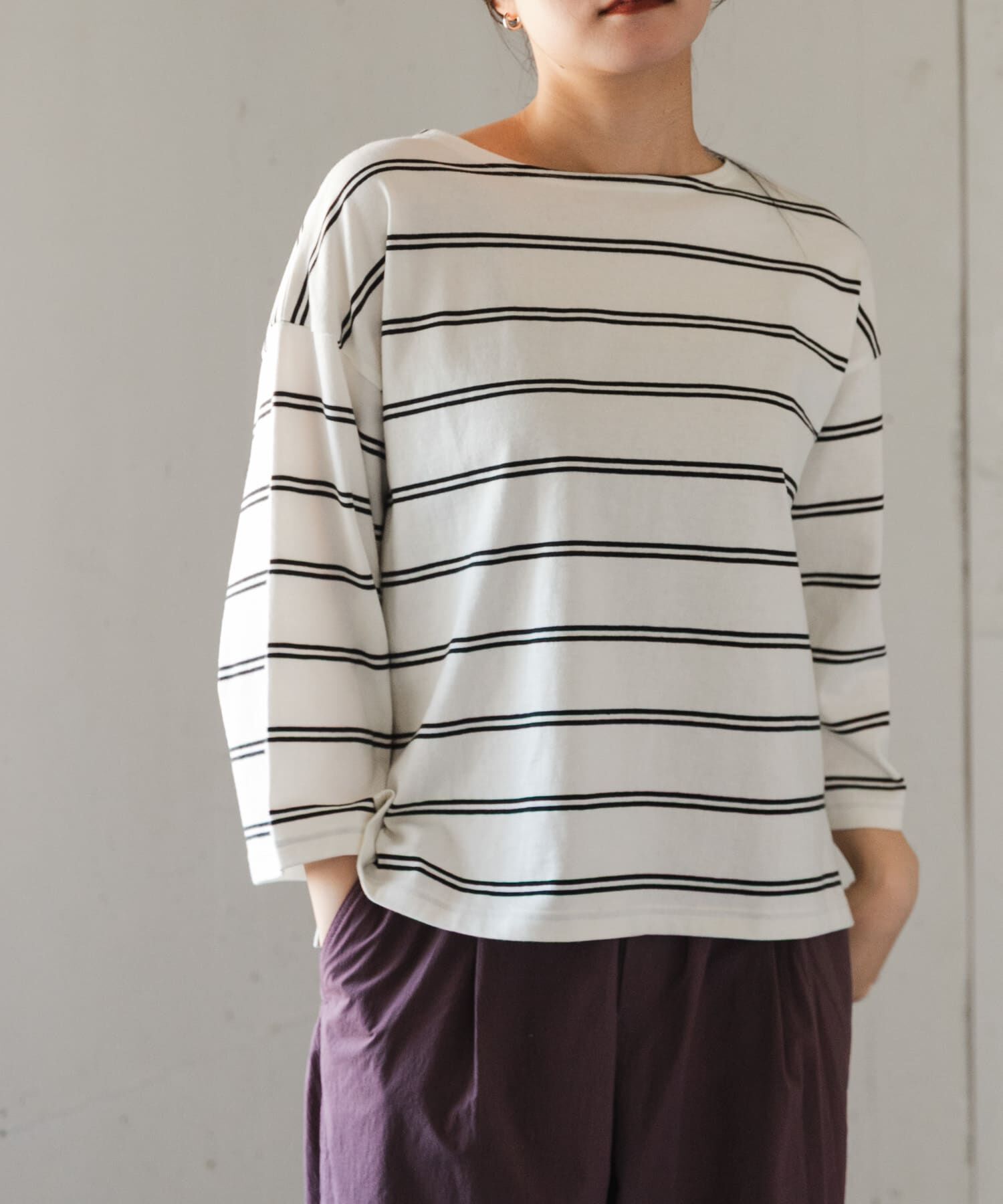 URBAN RESEARCH DOORS「FORK&SPOON　ワイド8分袖ボーダープルオーバー」|Tシャツ・カットソー|