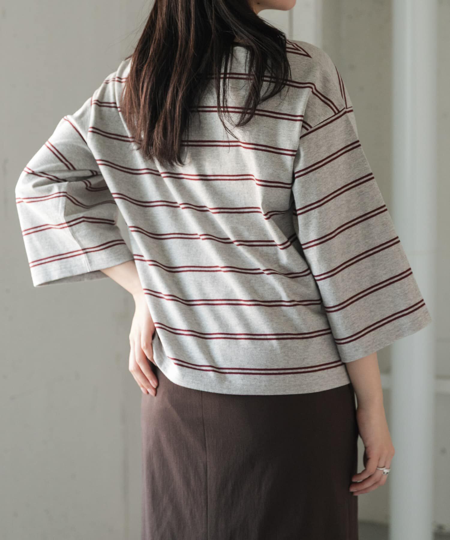 URBAN RESEARCH DOORS「FORK&SPOON　ワイド8分袖ボーダープルオーバー」|Tシャツ・カットソー|