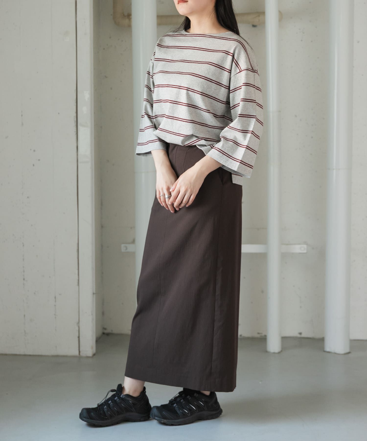 URBAN RESEARCH DOORS「FORK&SPOON　ワイド8分袖ボーダープルオーバー」|Tシャツ・カットソー|