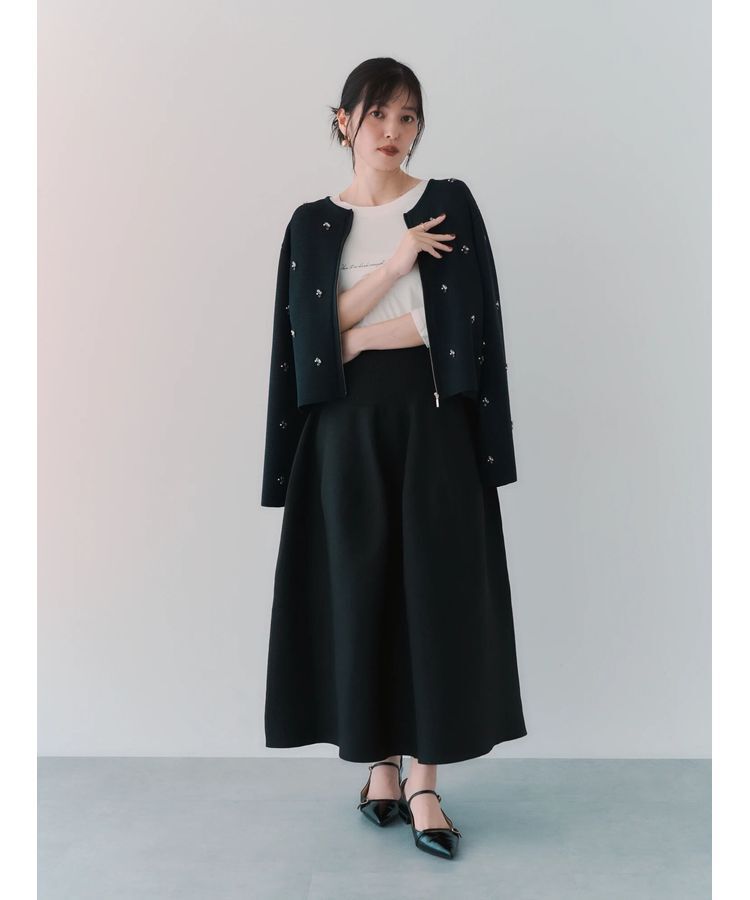 YECCA VECCA「ビジューZIPニットジャケット」|カーディガン|
