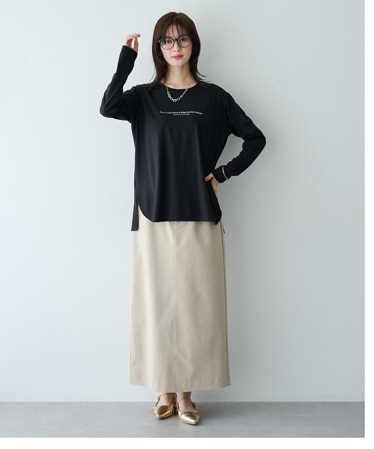 YECCA VECCA「ラウンドヘム長袖ロゴTee」|Tシャツ・カットソー|