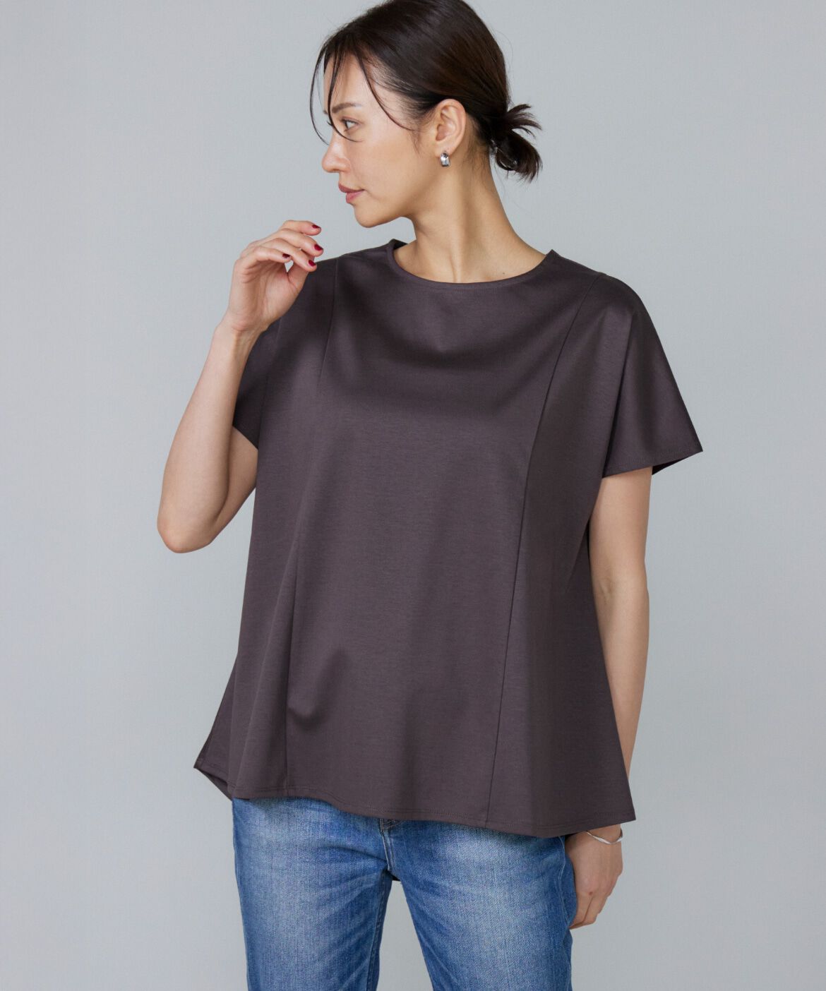 7-IDconcept.「《大きいサイズ》サイドフレアーカットプルオーバー」|Tシャツ・カットソー|ブラウン
